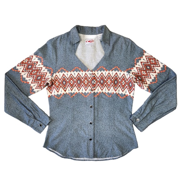 Vtg Roper Shirt‎ Womens S Pearl Snap Buttons Western Aztec Cowgirl Southwestern - Picture 1 of 6